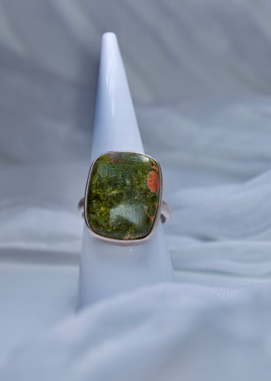 Unakite ring, size 7 | help with psychic abilities, intuition, and spiritual guidance