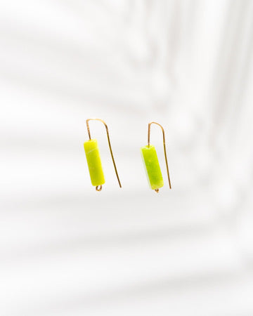 Minimalist Earrings | Sterling Silver Threader Earrings with Geometric Chrysoprase