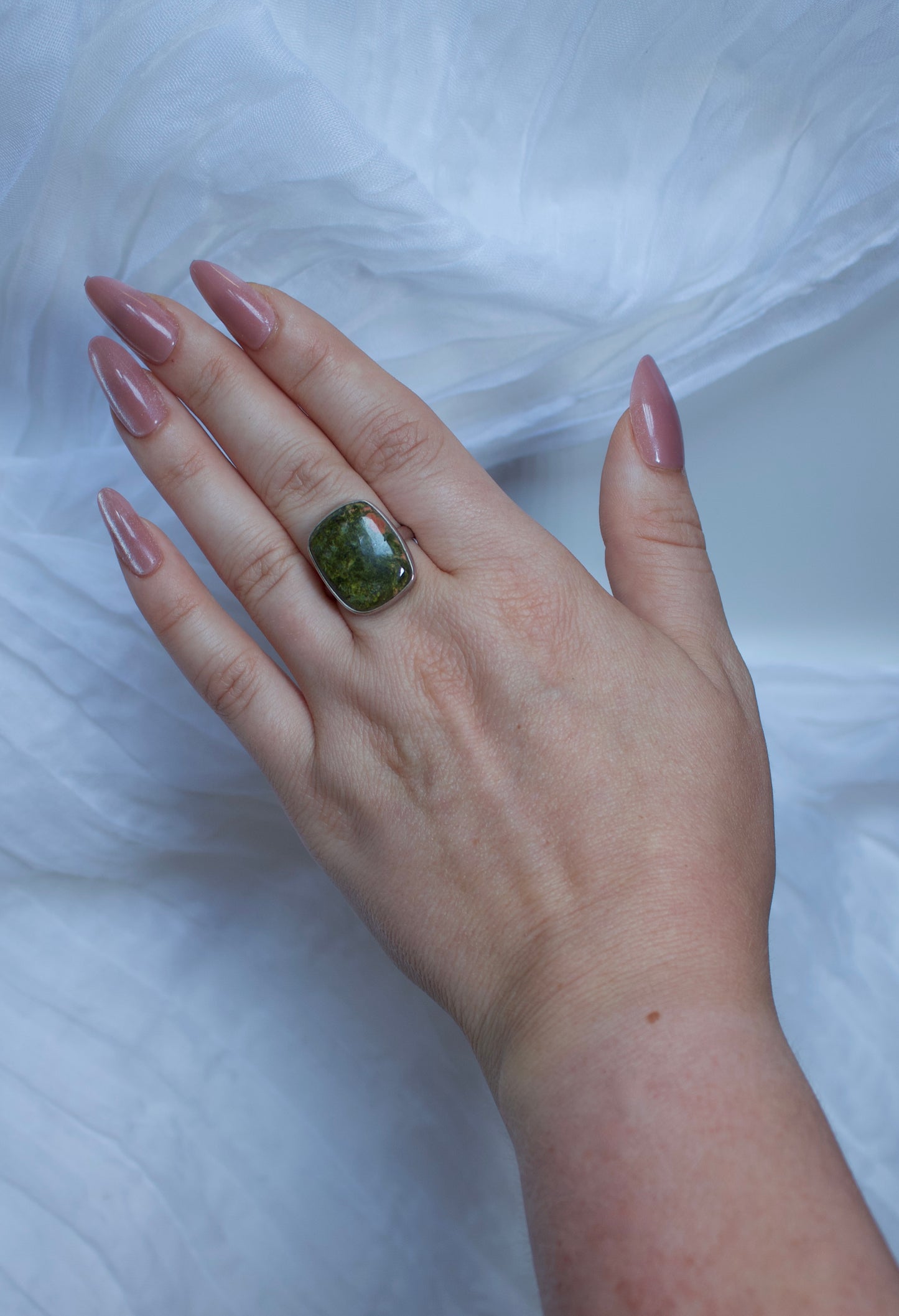 Unakite ring, size 7 | help with psychic abilities, intuition, and spiritual guidance