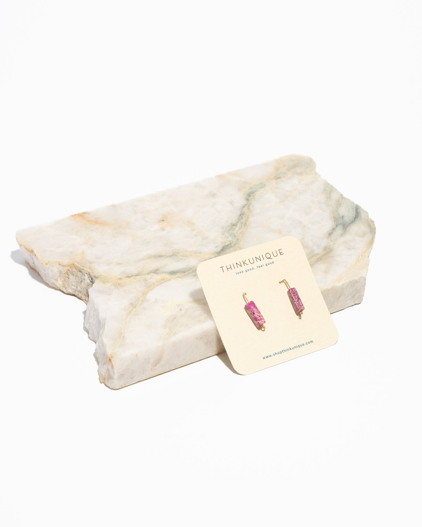 Minimalist Purple Jasper Threader Earrings