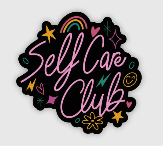 Self Care Club Sticker | Fun Mental Health Awareness Vinyl Sticker