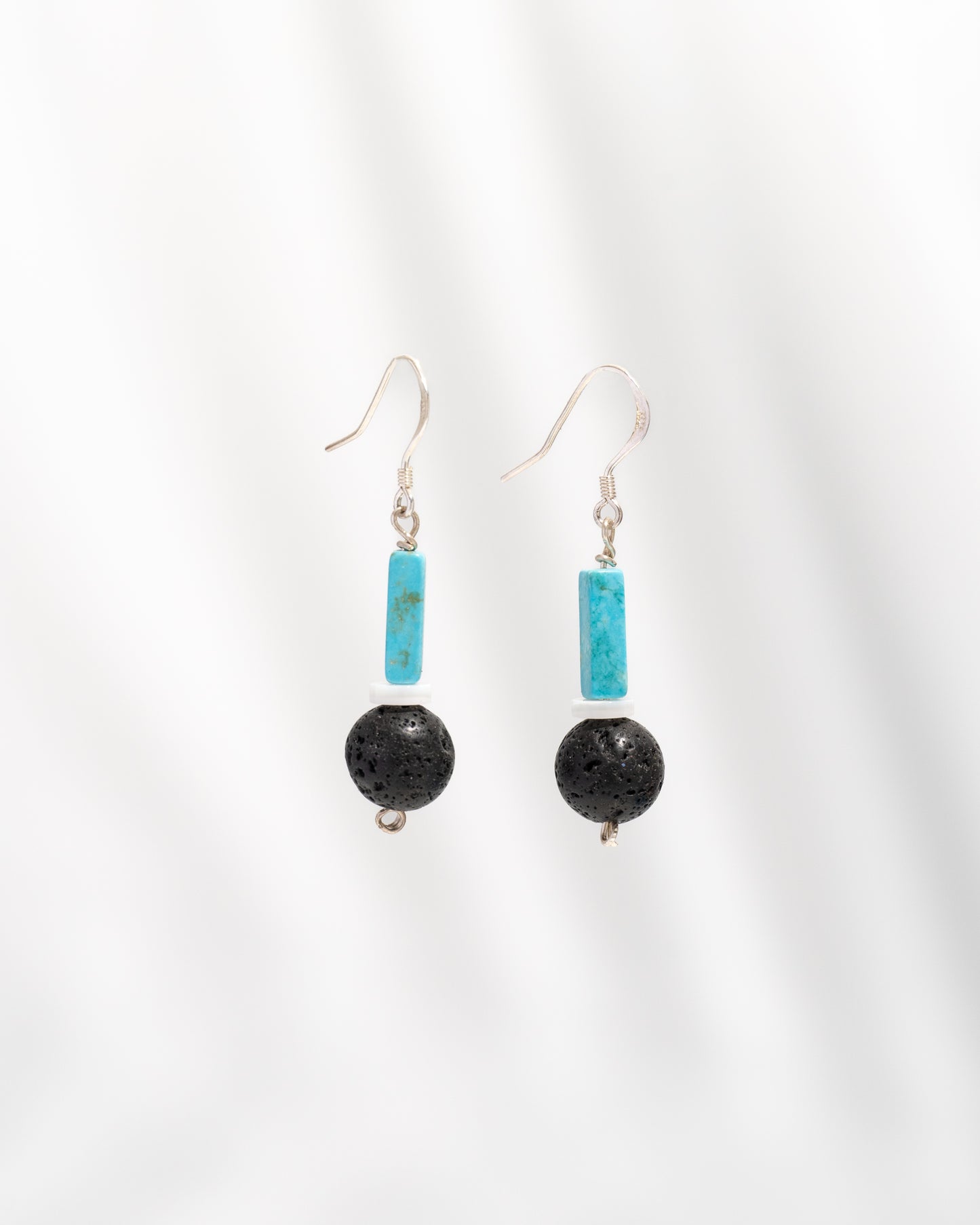Chalk Turquoise & Lava Rock Diffuser Earrings - A Stylish and Practical Accessory for Aromatherapy On-the-Go