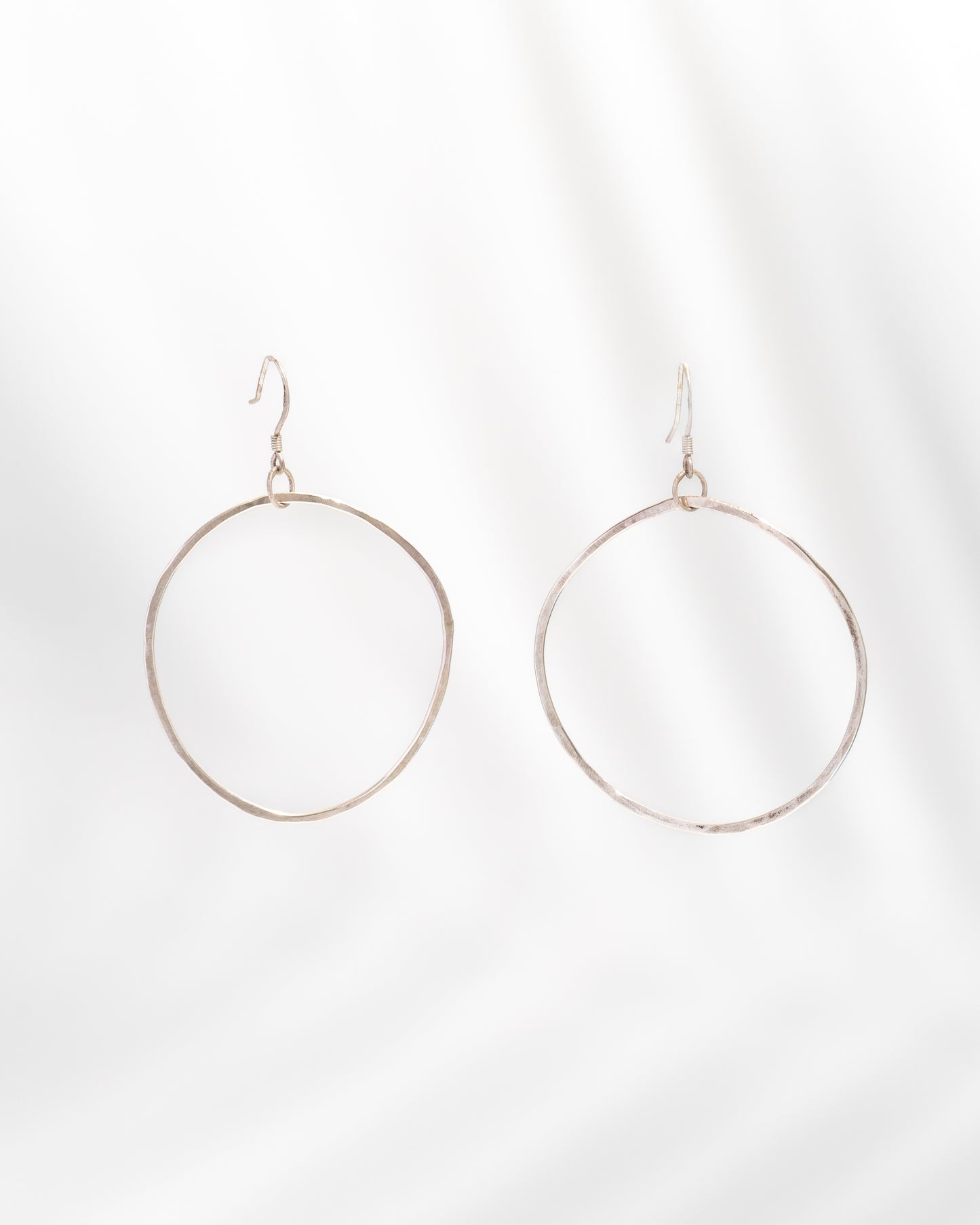 Sparkling Sterling Silver Organic Hoops (round)