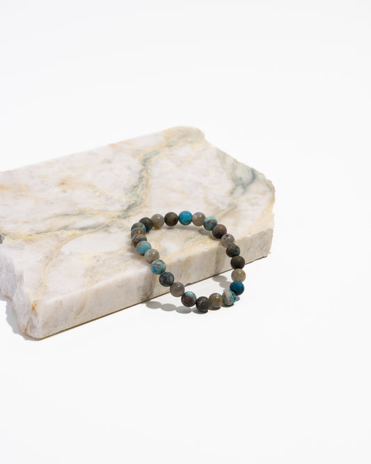 Labradorite and blue lace mexican agate Mala bracelet from Think Unique