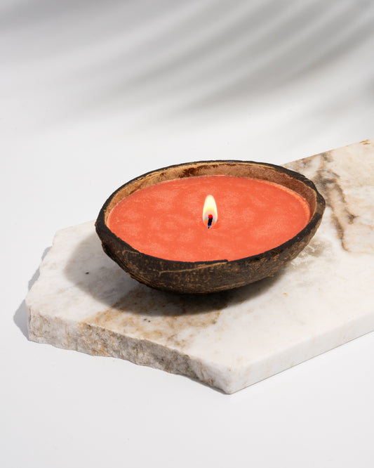 Coco Candle | Enlightened- hand poured soy and coconut wax candle in a reusable natural coconut shell