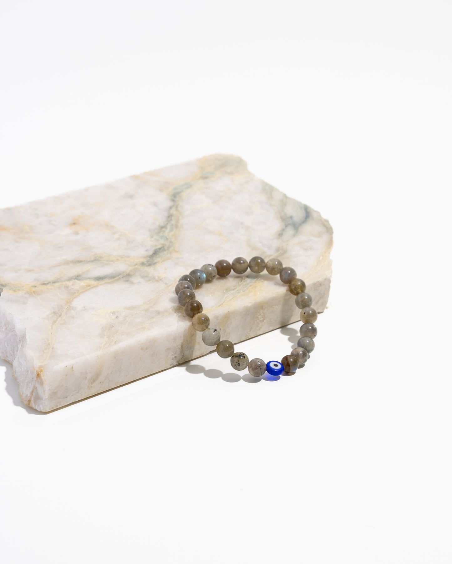 Labradorite and Evil eye Mala bracelet from Think Unique