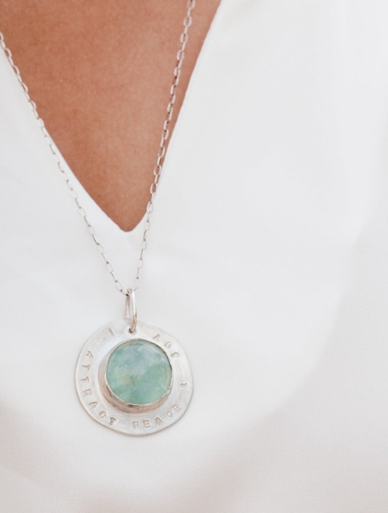 Affirmation series | I attract peace & joy- fluorite and sterling silver necklace