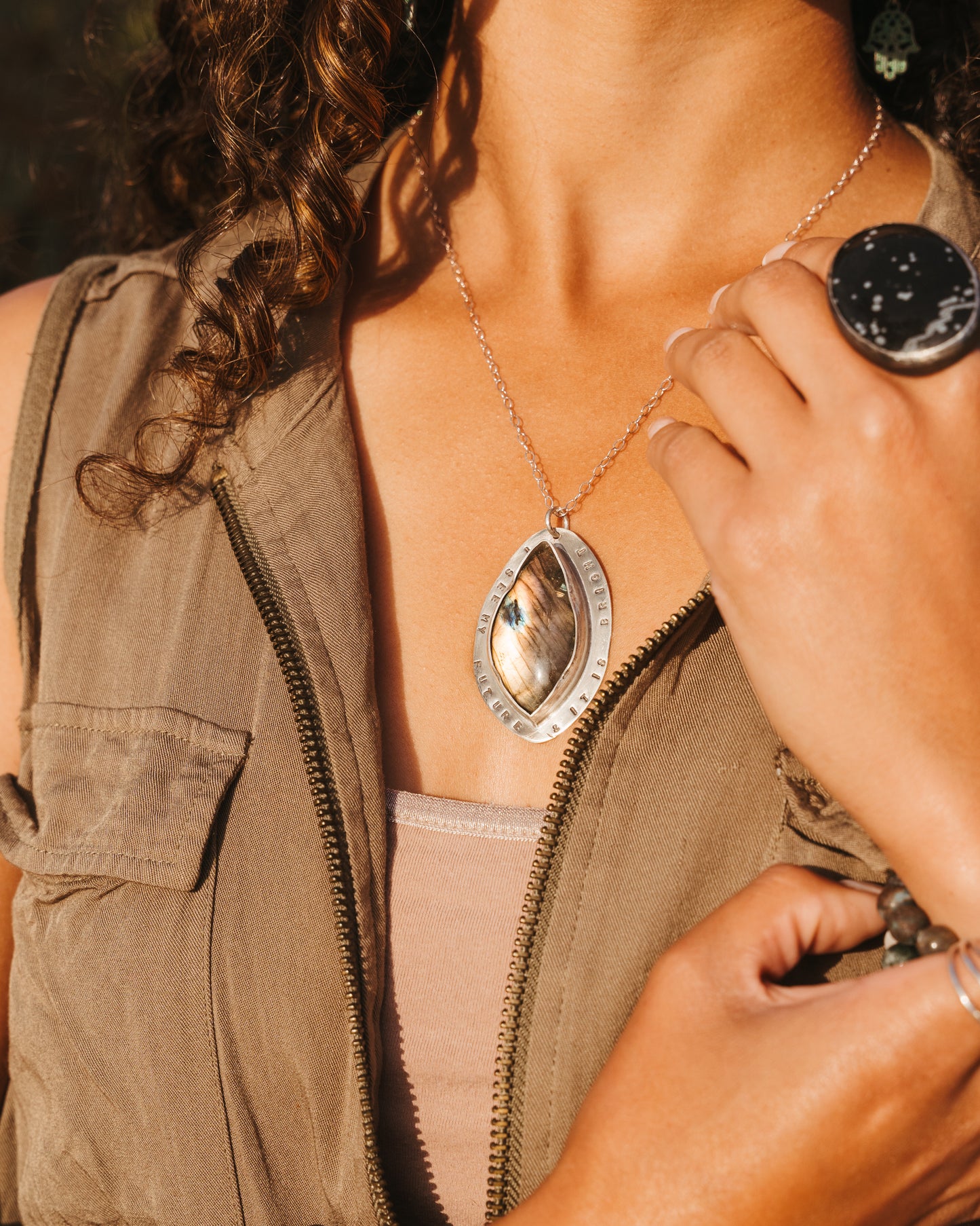 Affirmation series | I see my future & it is bright- Labradorite affirmation pendant