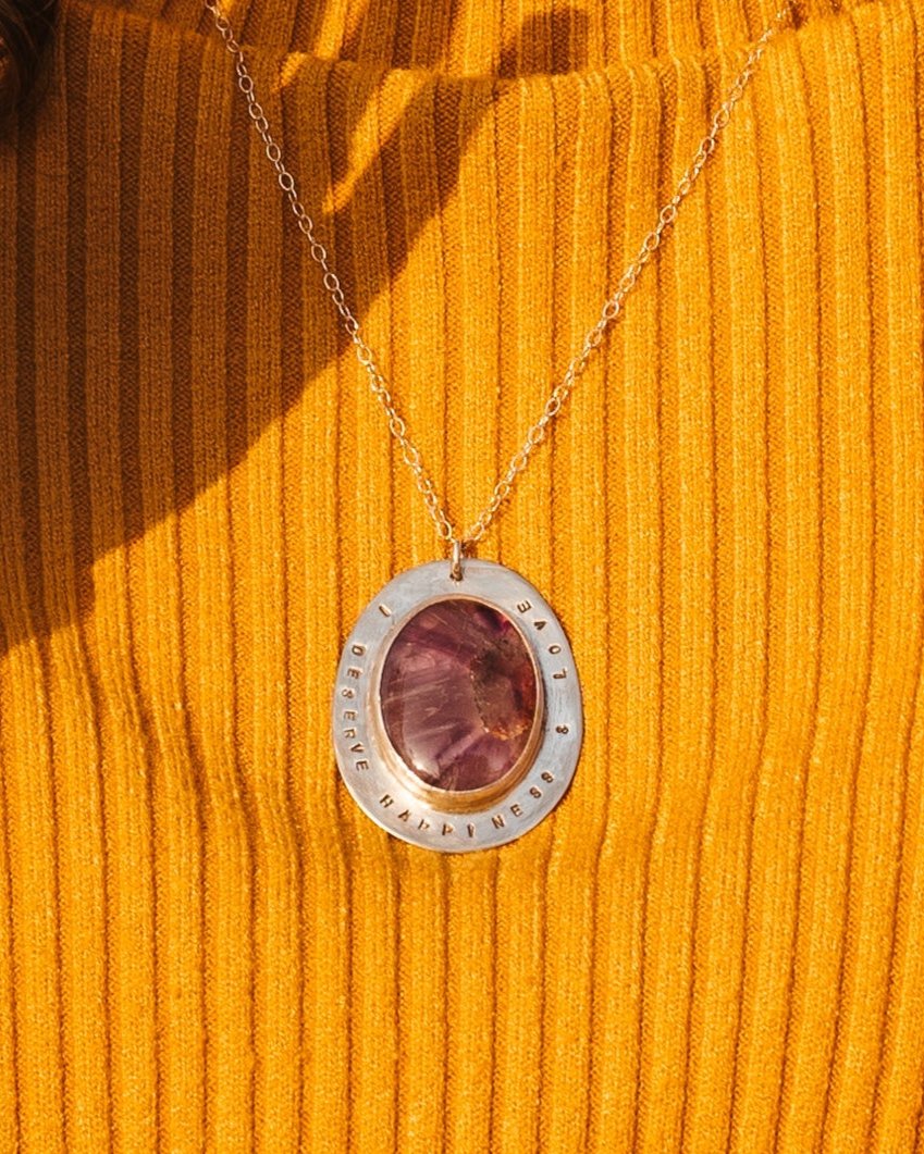 Affirmation series | I deserve happiness & love- amethyst affirmation necklace