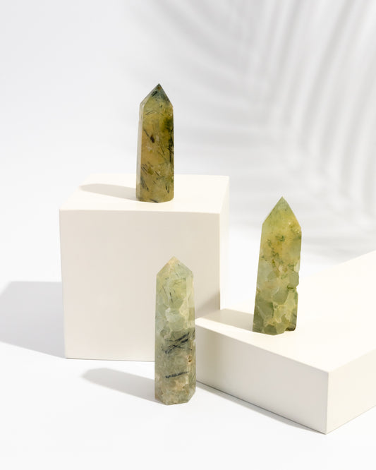 Prehnite Crystal Tower | Clarity, Calmness, and Energy Cleansing