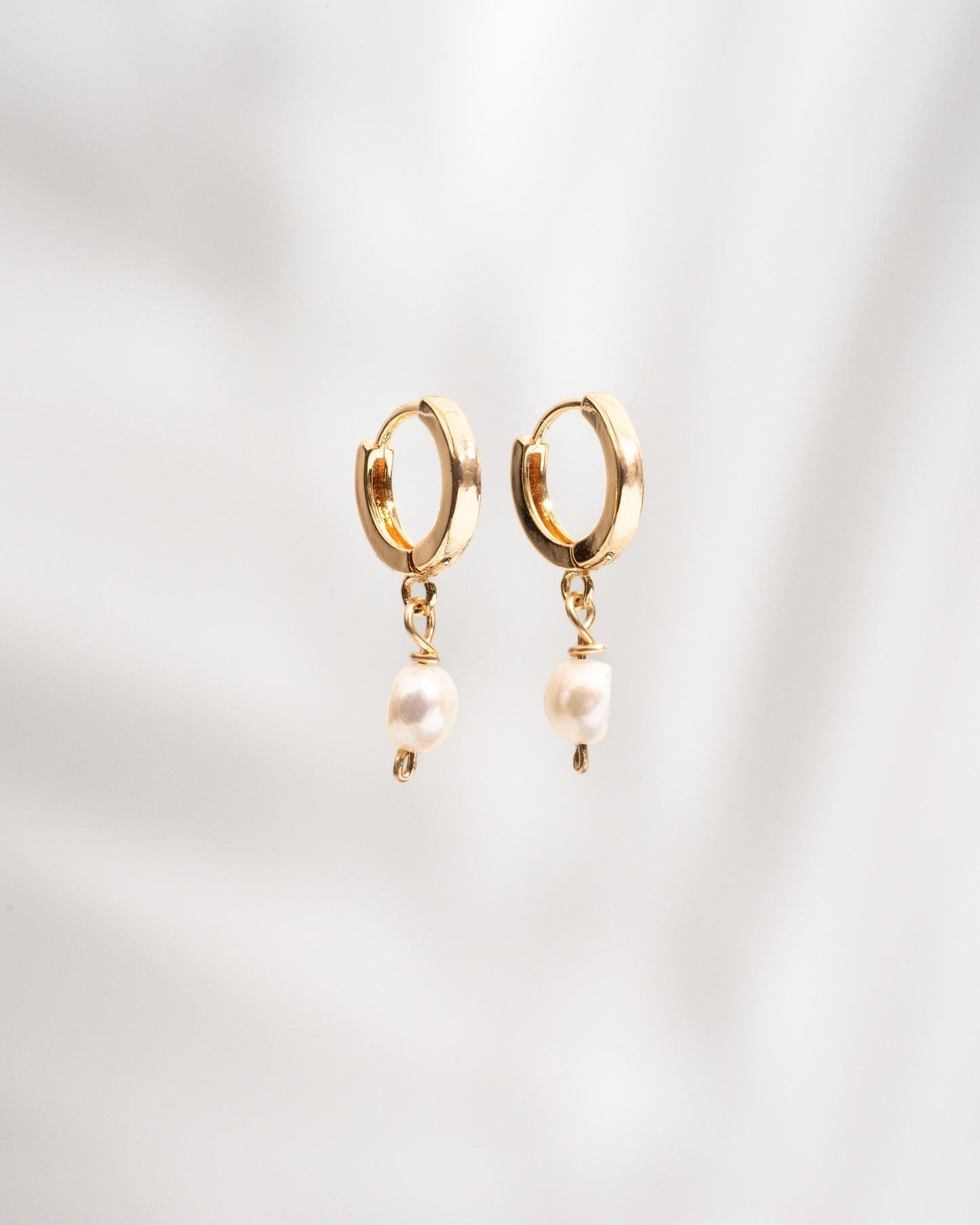 Oceana Earrings- Waterproof Freshwater Pearl Huggie Earrings in 14K Gold Fill