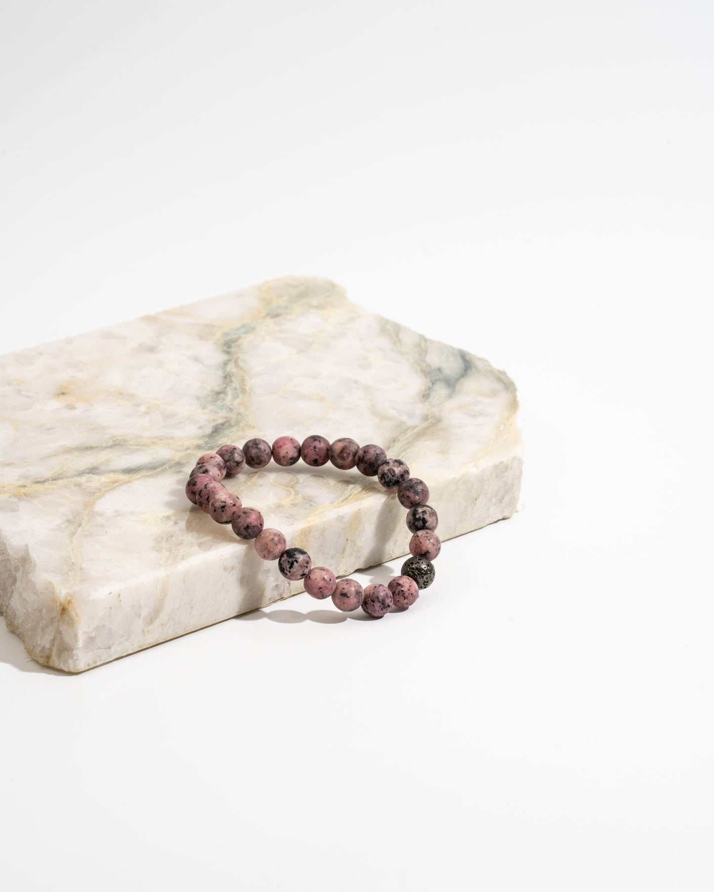 Ethereal Passion Mala Bracelet with Rhodochrosite