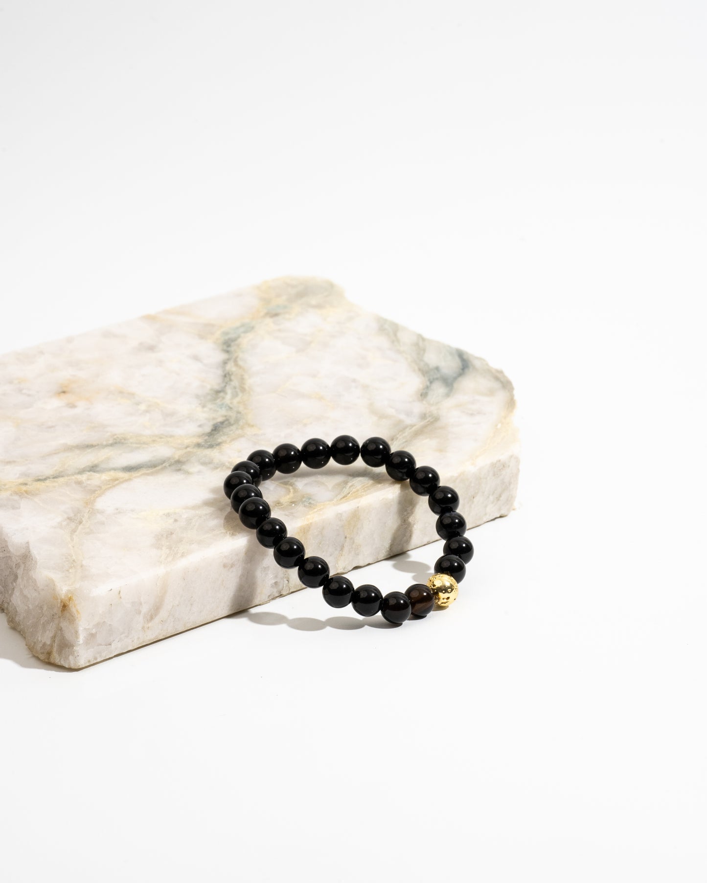 Protection Mala Bracelet with Onyx and Gold
