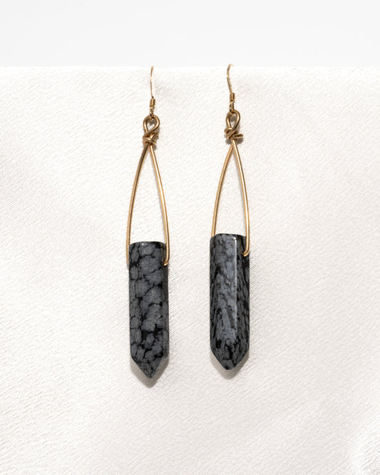 Steady as you Glow- Snowflake Obsidian Tower Earring