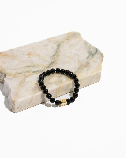 Onyx and Hematite Trinity Mala Bracelet