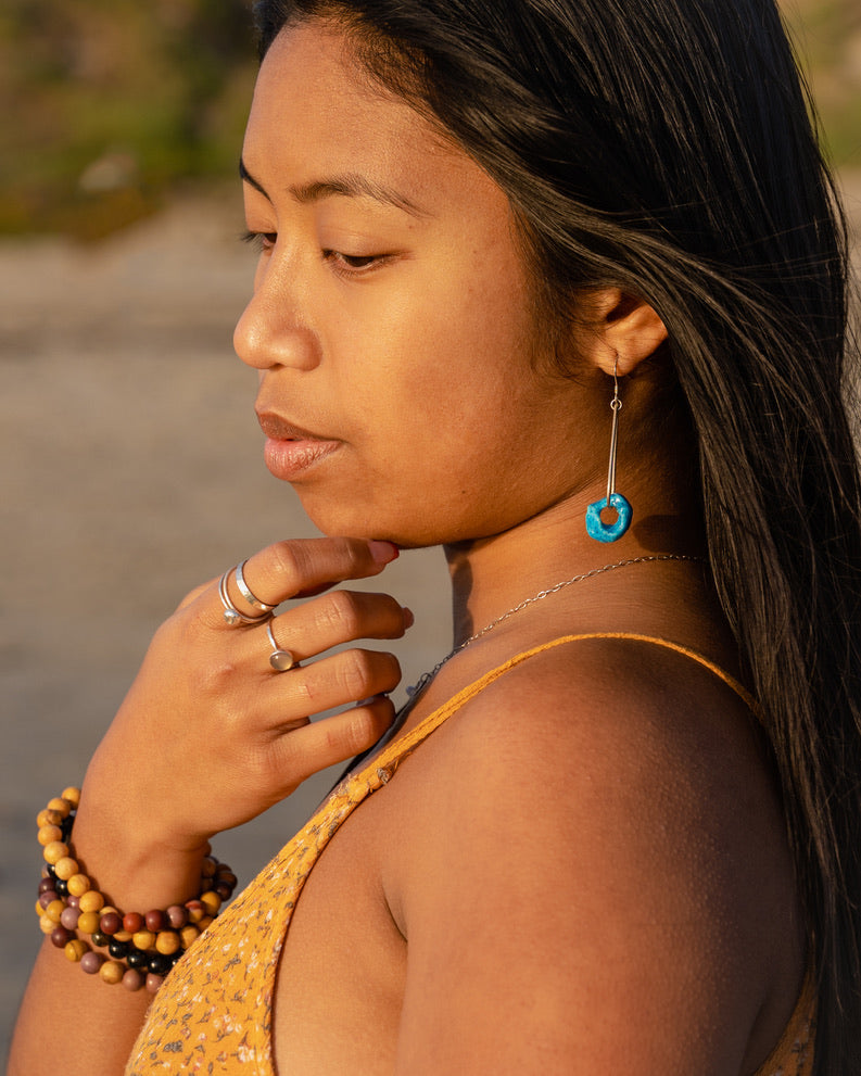 Vintage revival earrings with blue ceramic beads