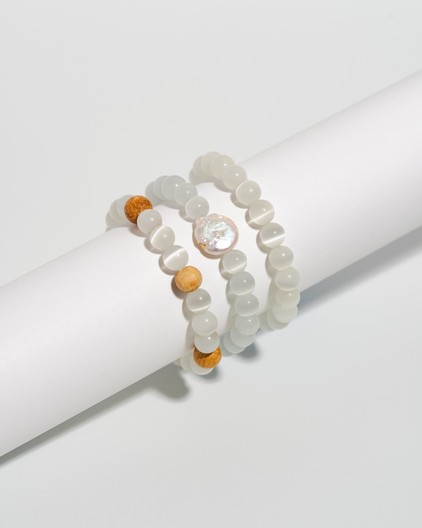 Cleansing Selenite Mala bracelet stack