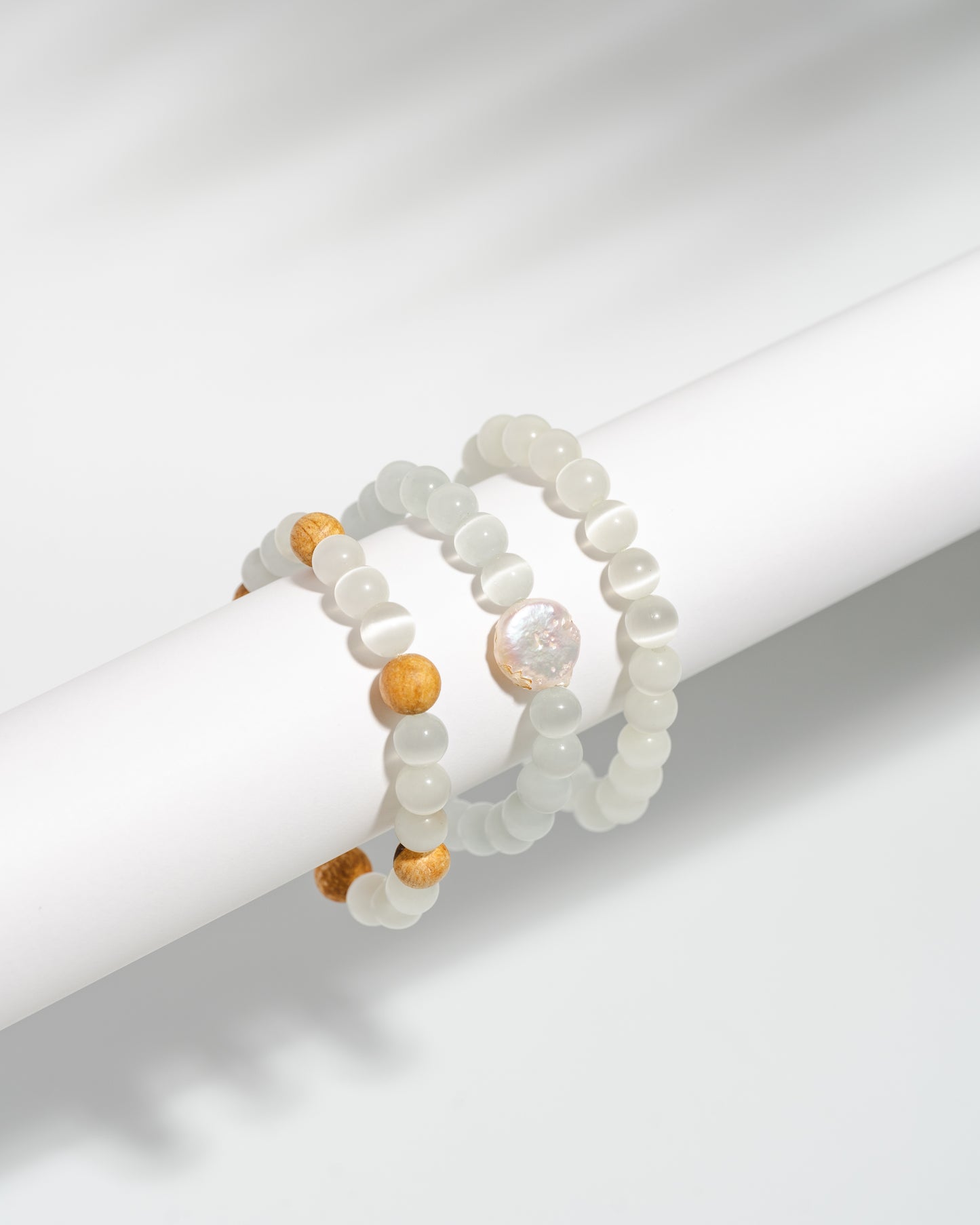 Cleansing Selenite Mala bracelet stack