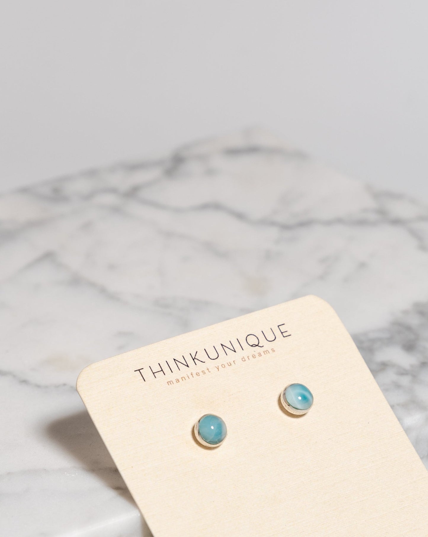 Larimar & Sterling Silver Stud Earrings