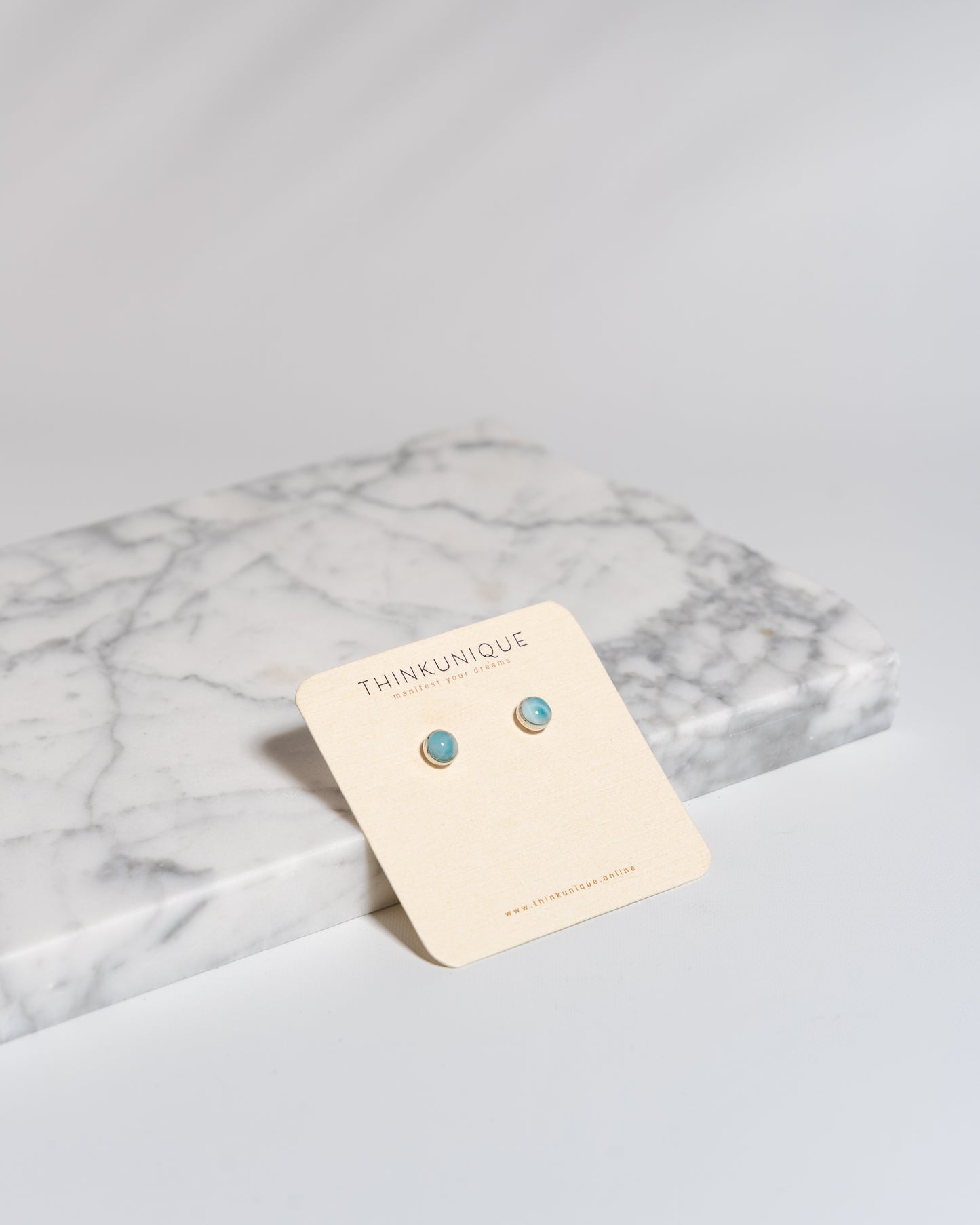 Larimar & Sterling Silver Stud Earrings