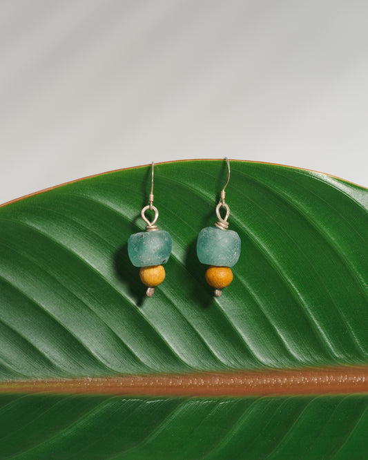 Sea Glass and Palo Santo diffuser earrings