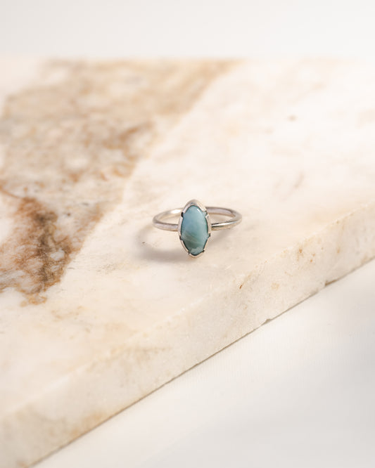 Larimar and sterling silver ring (size 8)