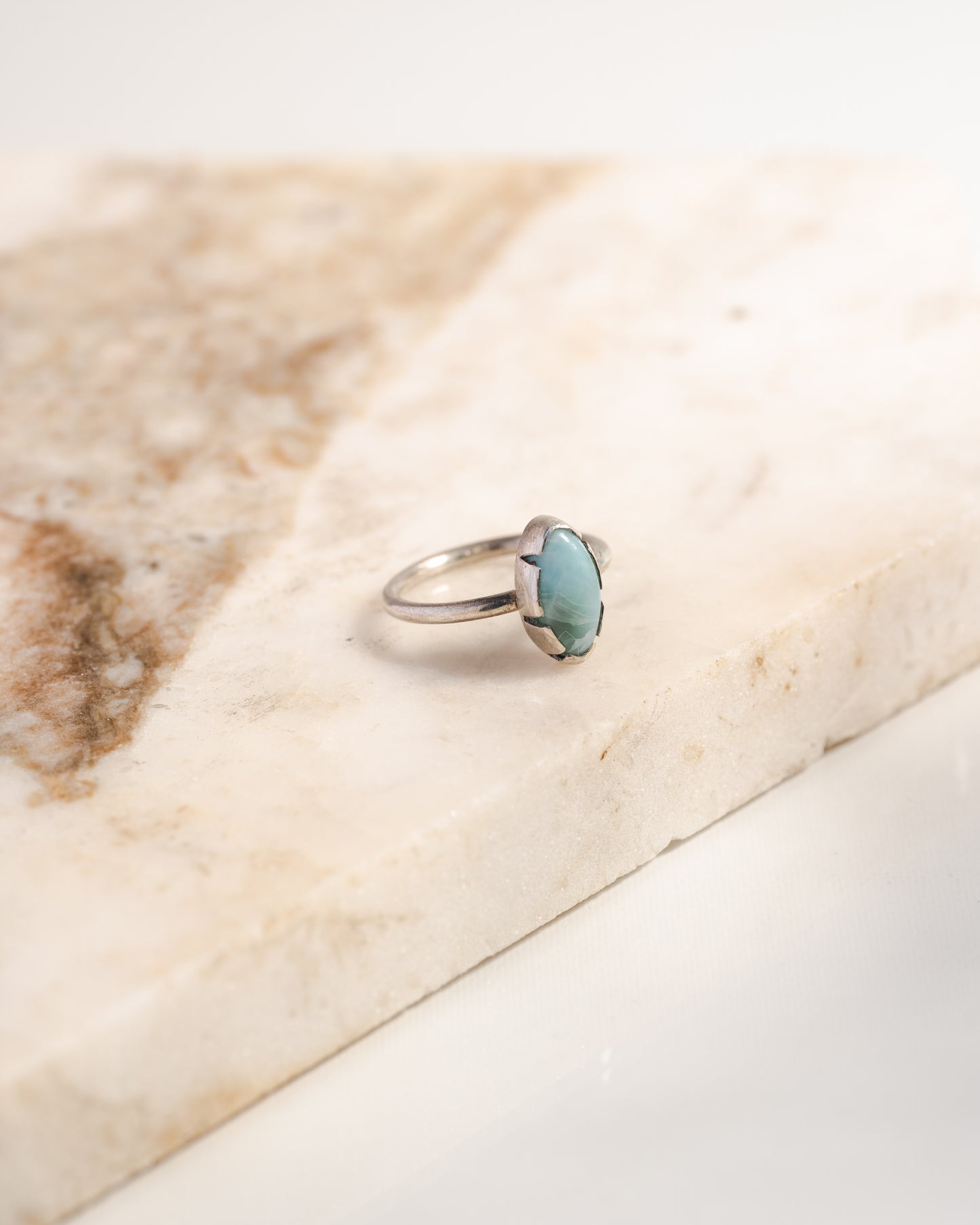 Larimar and sterling silver ring (size 8)