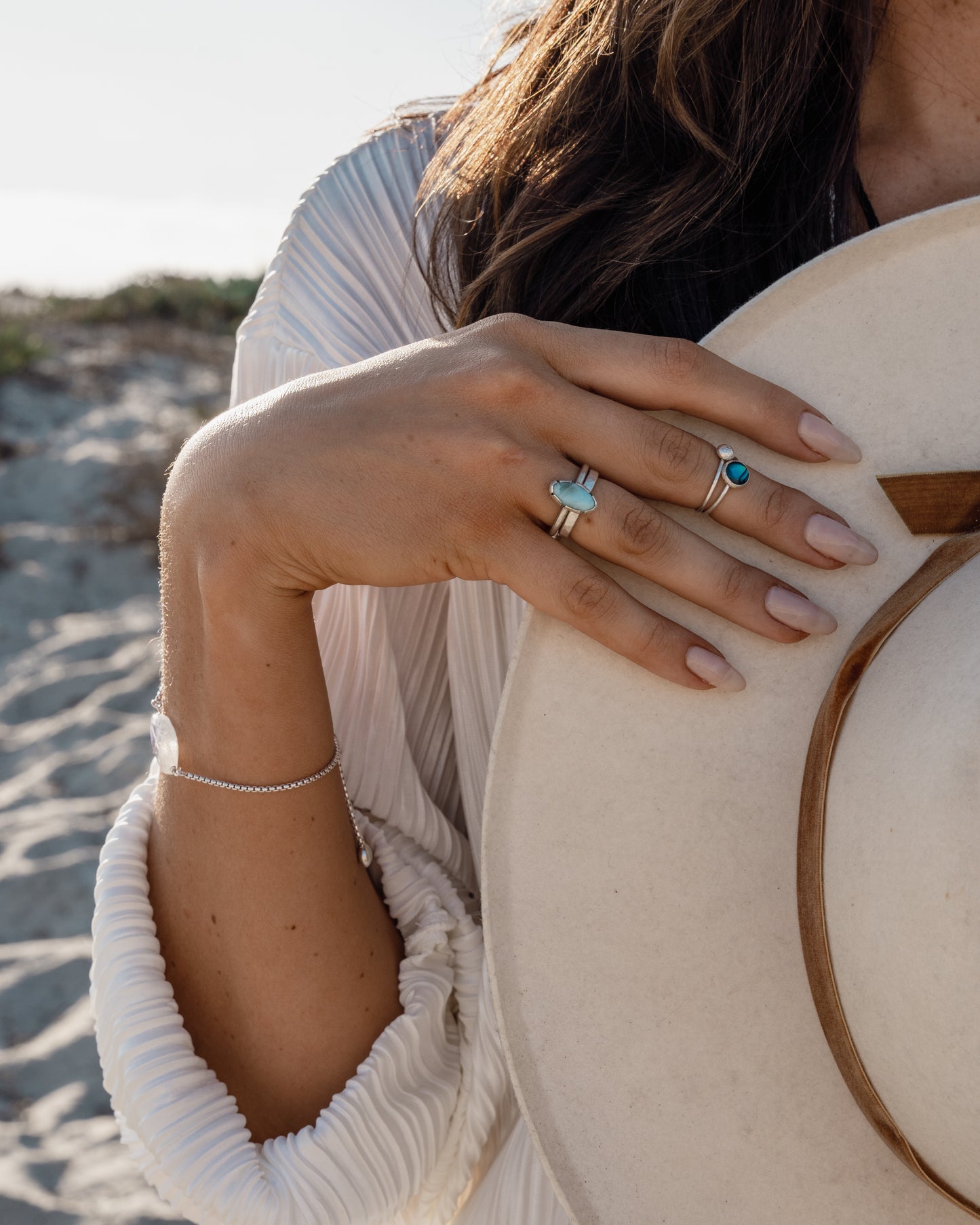 Larimar and sterling silver ring (size 8)