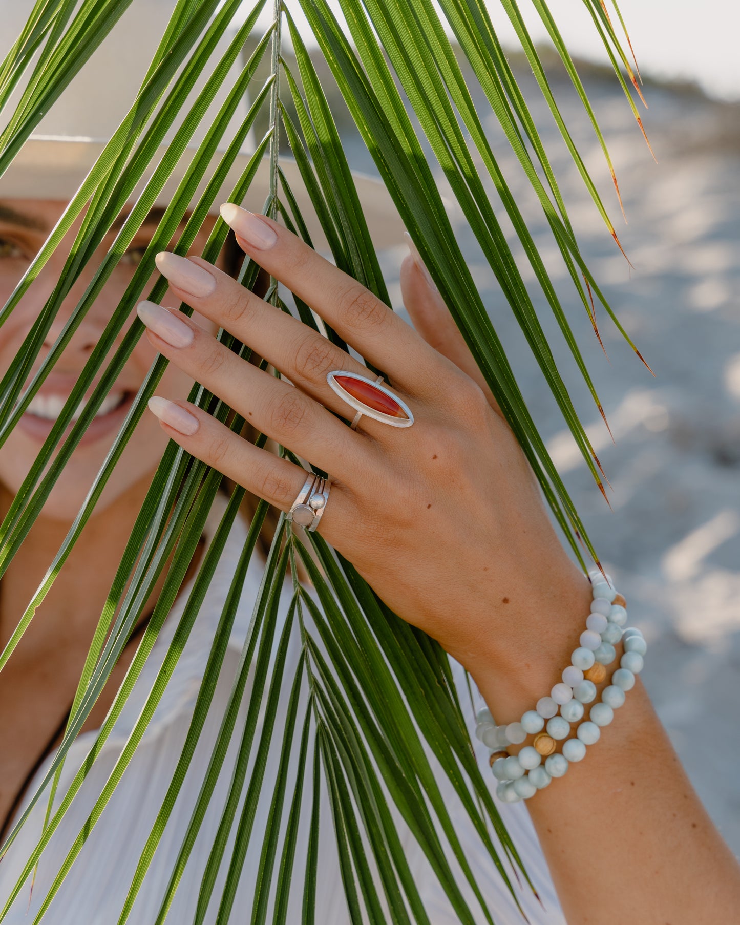 Chalcedony and Palo Santo diffuser Mala bracelet