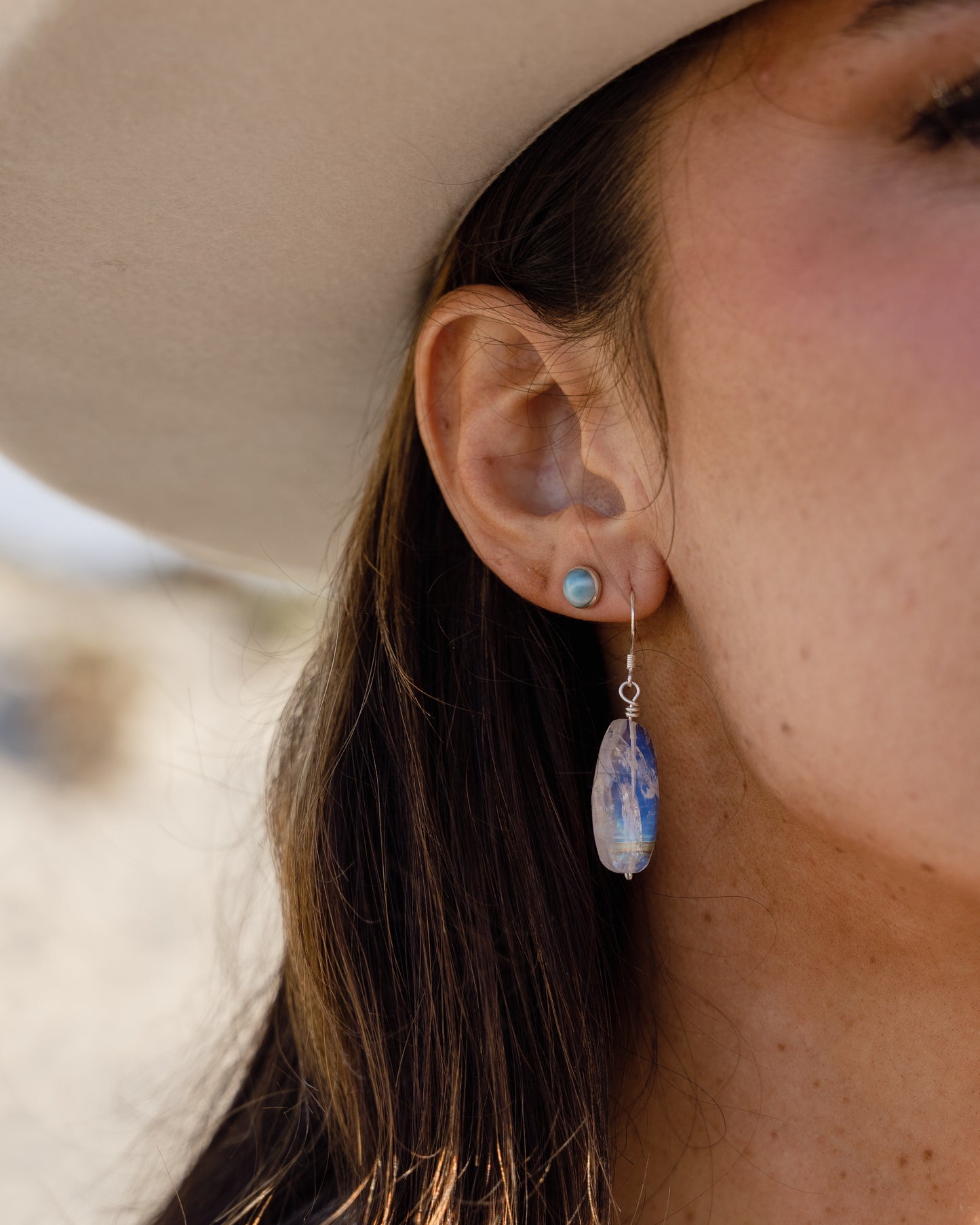 Larimar & Sterling Silver Stud Earrings