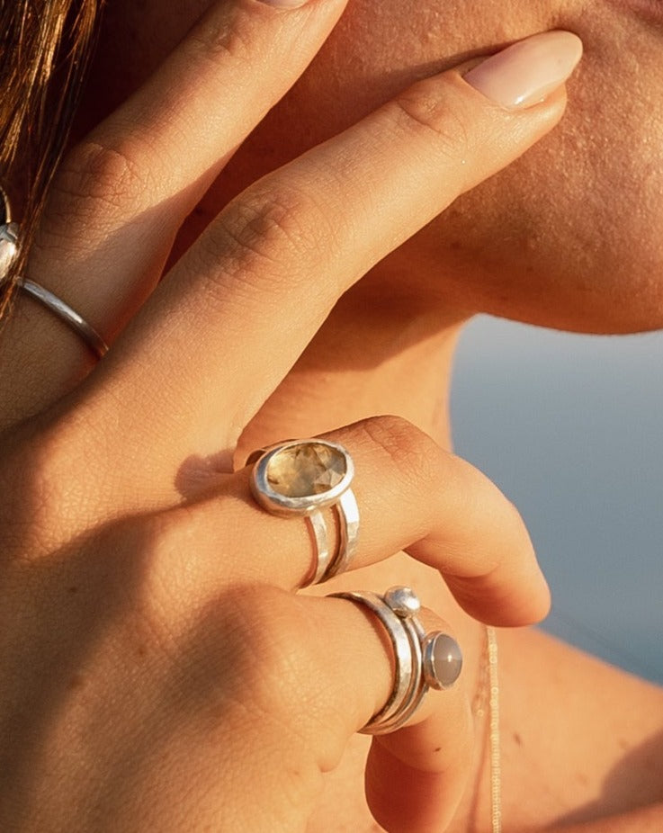 Silver textured stacking band, thin silver stacking ring