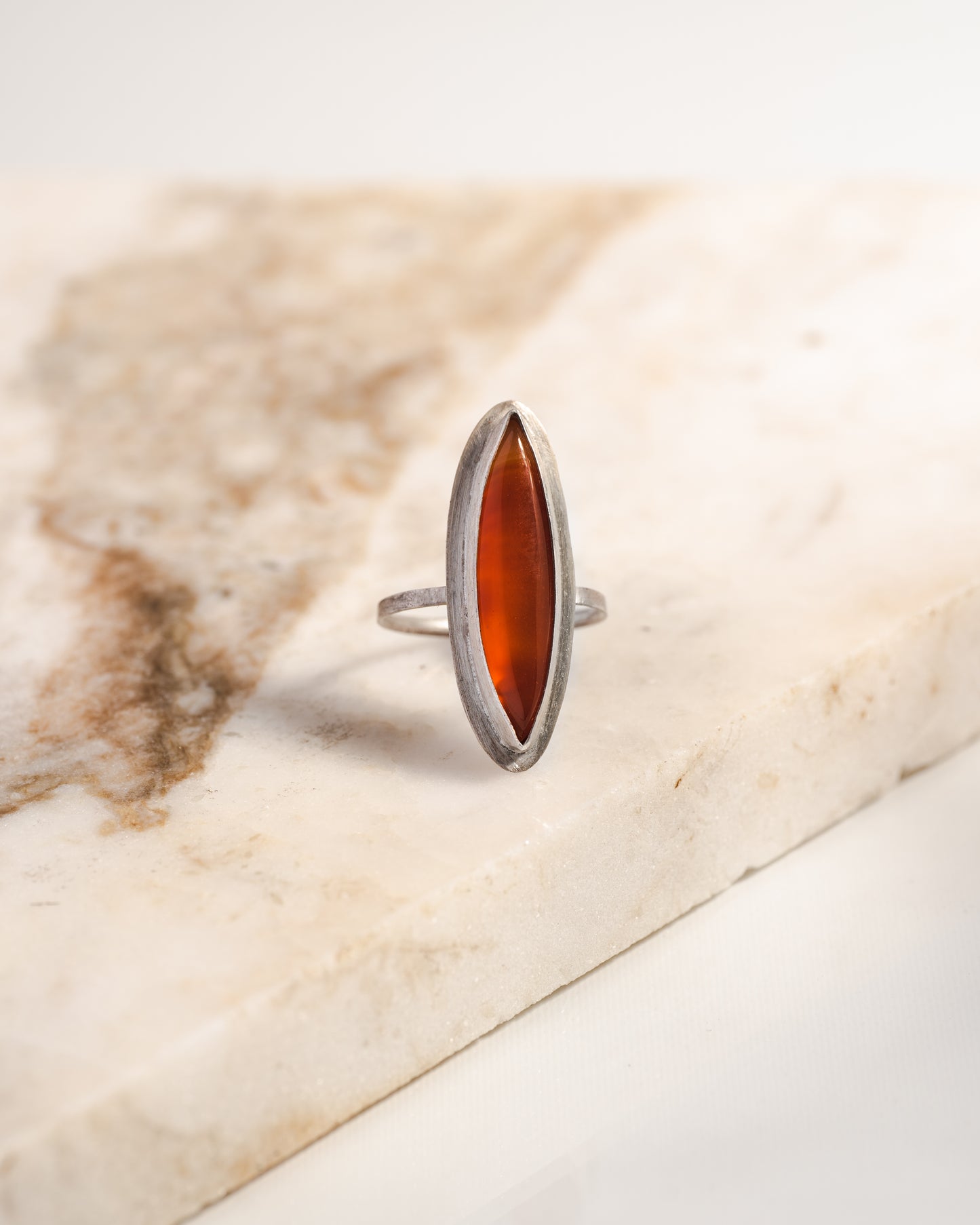 Carnelian and Sterling Silver ring (size 9.5)